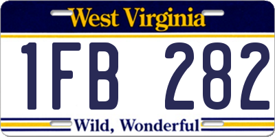 WV license plate 1FB282