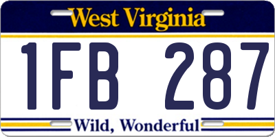 WV license plate 1FB287