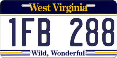WV license plate 1FB288