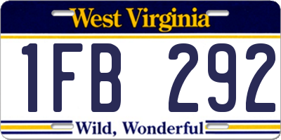 WV license plate 1FB292