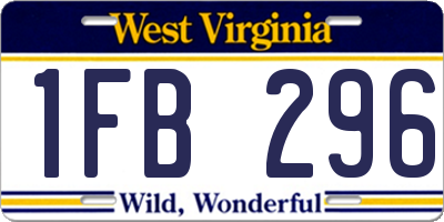 WV license plate 1FB296