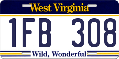 WV license plate 1FB308