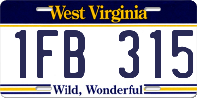 WV license plate 1FB315