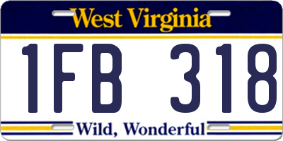 WV license plate 1FB318