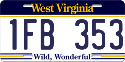 WV license plate 1FB353