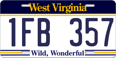 WV license plate 1FB357