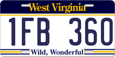 WV license plate 1FB360