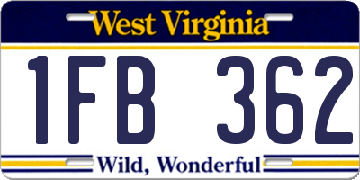 WV license plate 1FB362