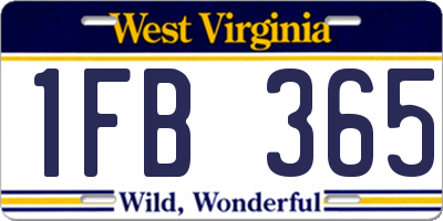 WV license plate 1FB365
