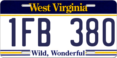 WV license plate 1FB380