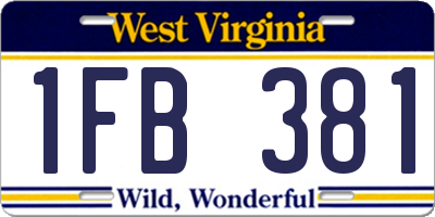 WV license plate 1FB381