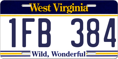 WV license plate 1FB384