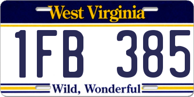 WV license plate 1FB385