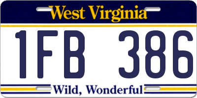 WV license plate 1FB386