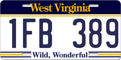 WV license plate 1FB389