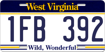 WV license plate 1FB392