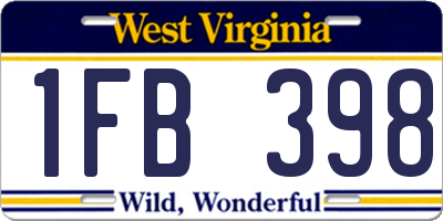 WV license plate 1FB398