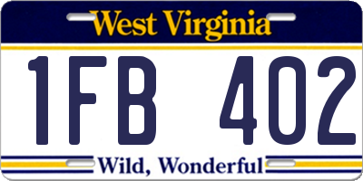 WV license plate 1FB402