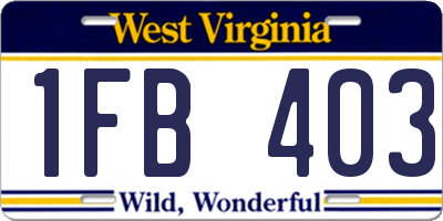 WV license plate 1FB403