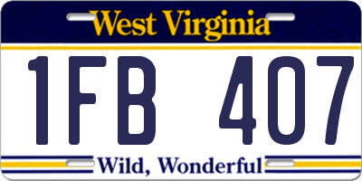 WV license plate 1FB407