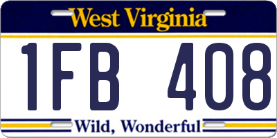 WV license plate 1FB408
