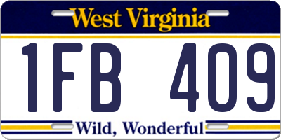 WV license plate 1FB409