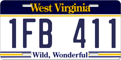 WV license plate 1FB411