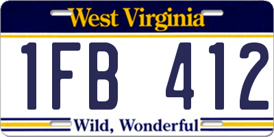 WV license plate 1FB412