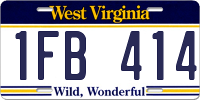 WV license plate 1FB414