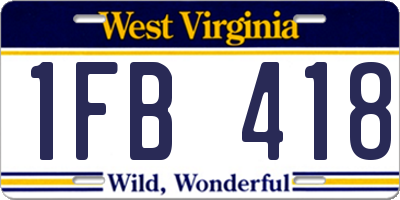 WV license plate 1FB418