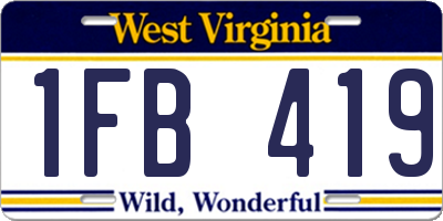 WV license plate 1FB419