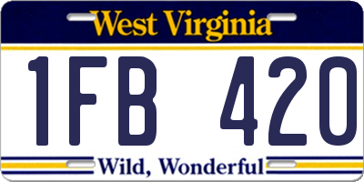 WV license plate 1FB420