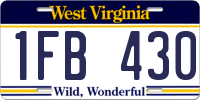 WV license plate 1FB430