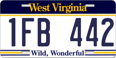 WV license plate 1FB442