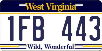 WV license plate 1FB443