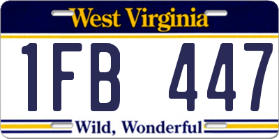 WV license plate 1FB447