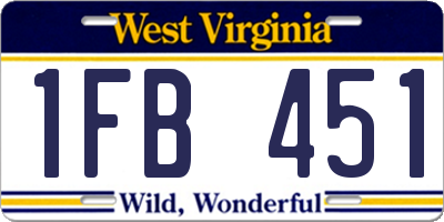 WV license plate 1FB451