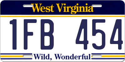 WV license plate 1FB454