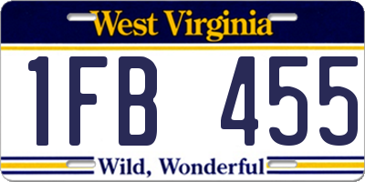 WV license plate 1FB455