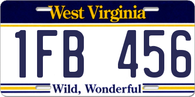 WV license plate 1FB456