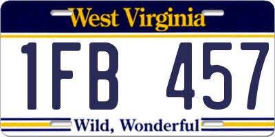 WV license plate 1FB457