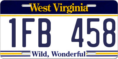WV license plate 1FB458