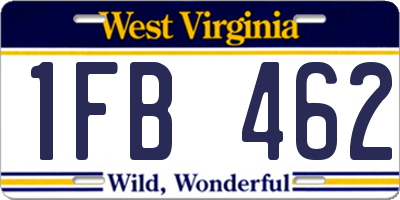 WV license plate 1FB462