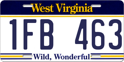 WV license plate 1FB463