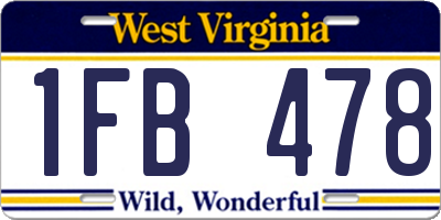 WV license plate 1FB478