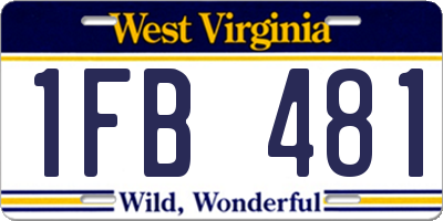WV license plate 1FB481