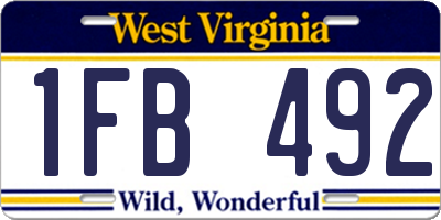 WV license plate 1FB492