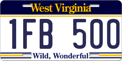 WV license plate 1FB500
