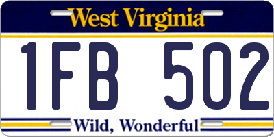 WV license plate 1FB502