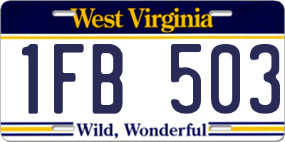 WV license plate 1FB503